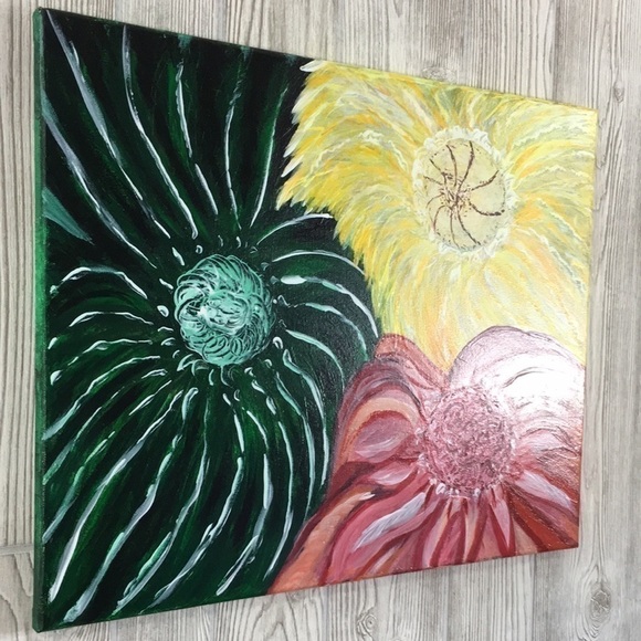 Original Painting Flowers Floral Wall Art on Canvas 20"x16" - Picture 2 of 15